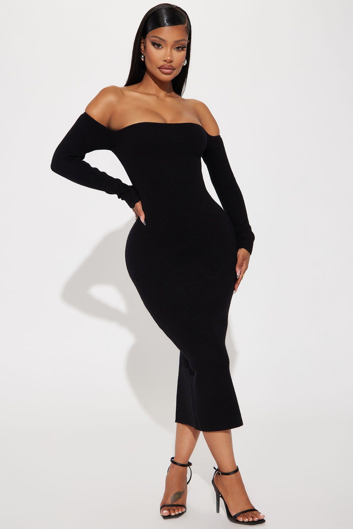 Regina Sweater Maxi Dress - Black sold by Fashion Nova