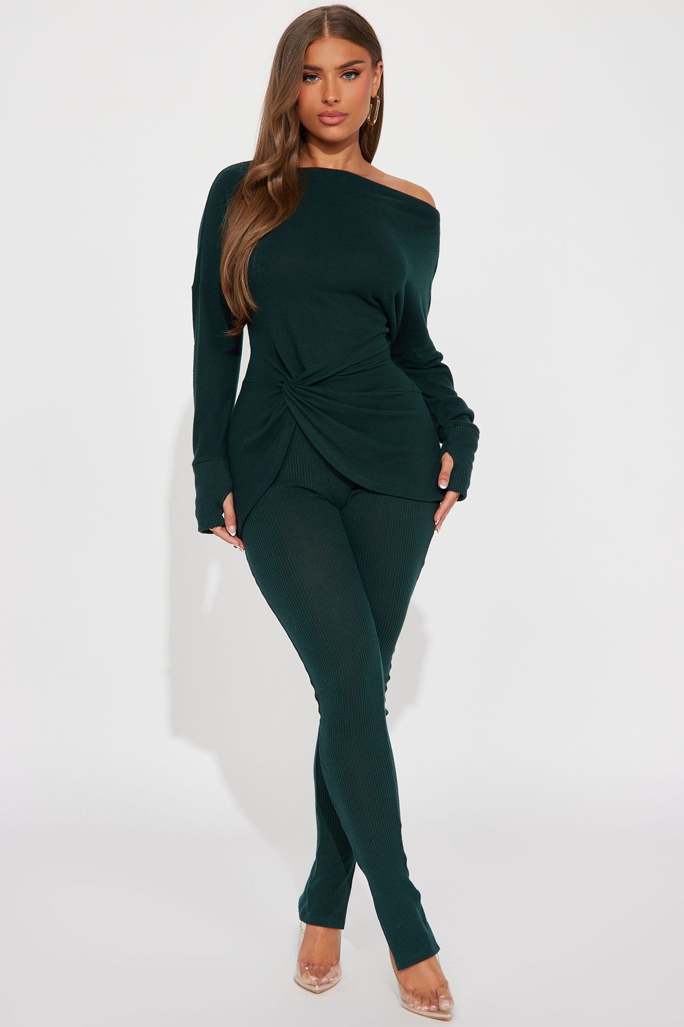 Tara Twist Front Pant Set - Olive sold by Fashion Nova