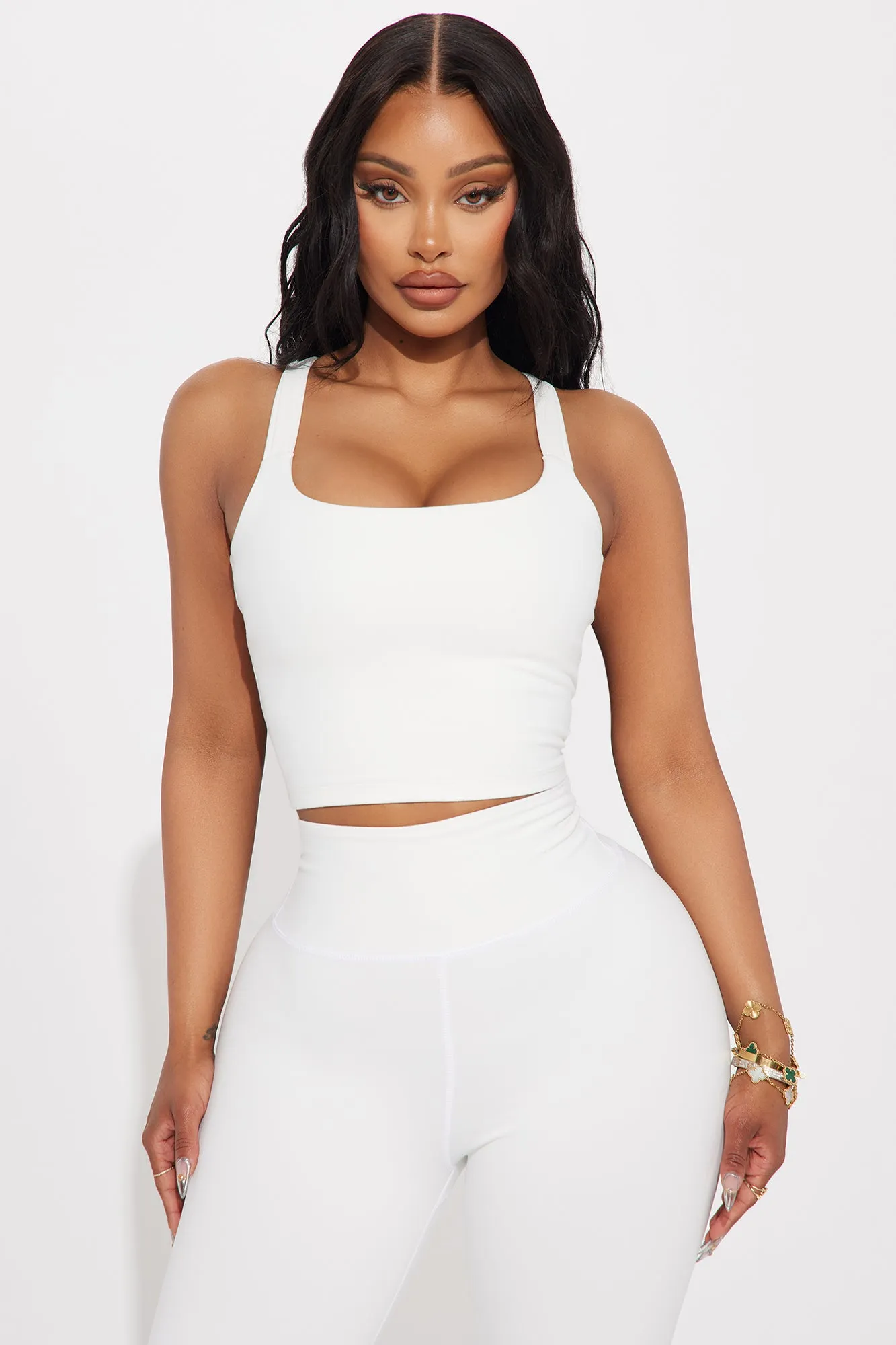 Flexibility Super Soft Active Top - White sold by Fashion Nova