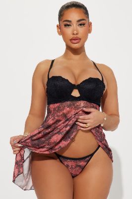 Accidentally In Love Babydoll - Black/combo sold by Fashion Nova