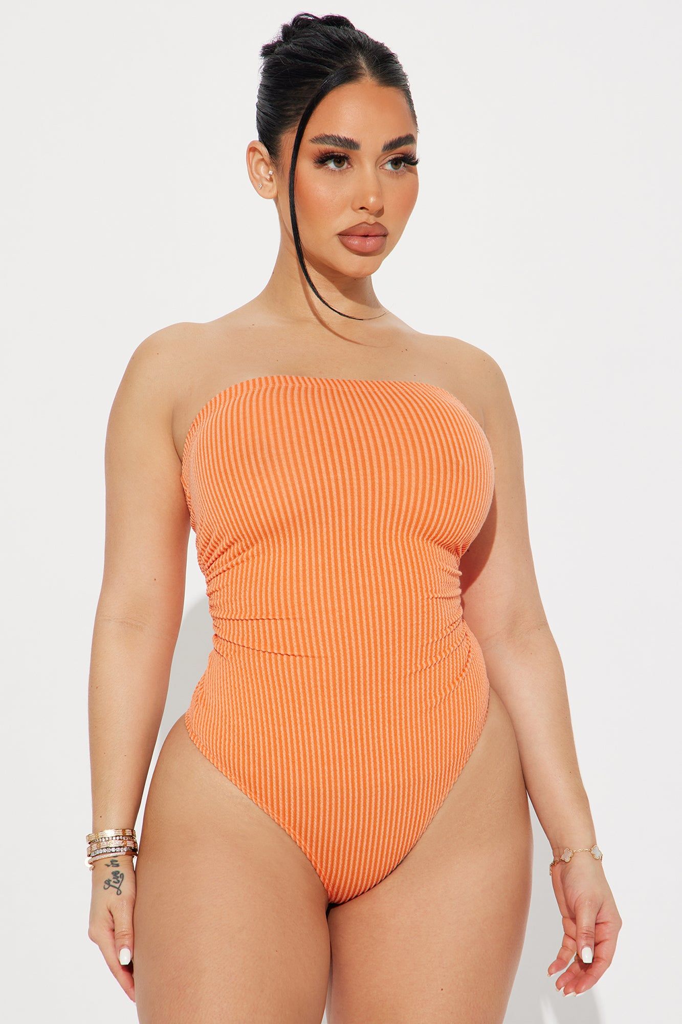 Rylin Ribbed Bodysuit - Orange sold by Fashion Nova