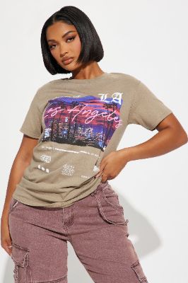 West Side Views Short Sleeve Tee - Sand sold by Fashion Nova