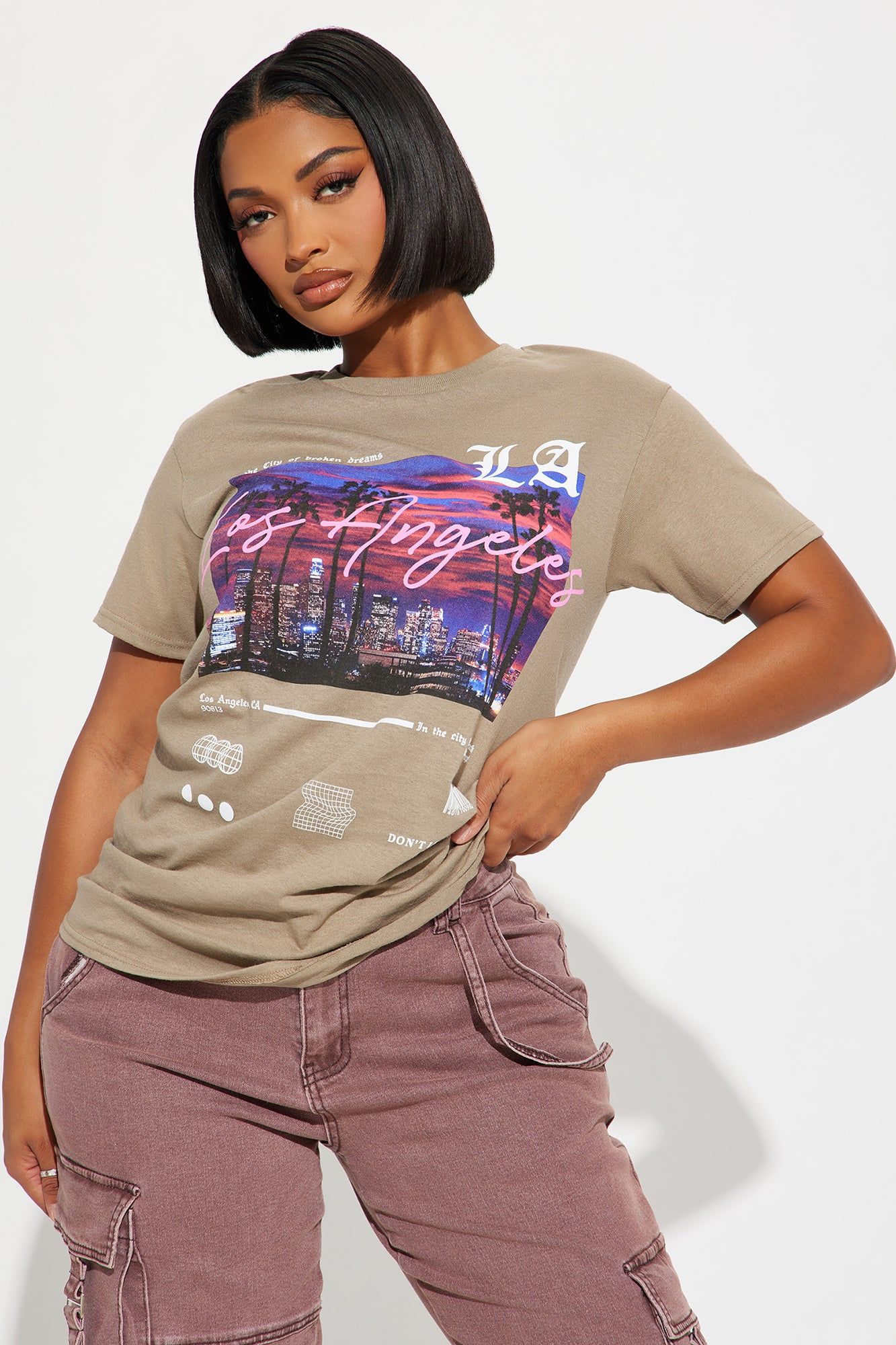 West Side Views Short Sleeve Tee - Sand sold by Fashion Nova