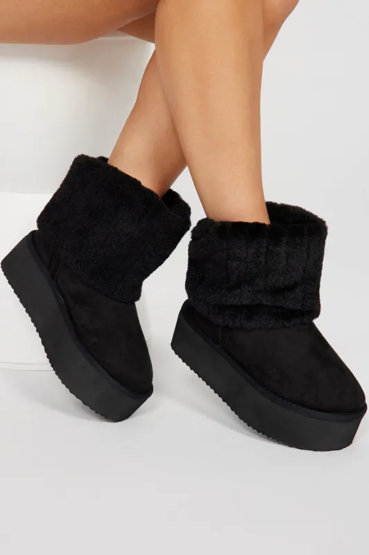 Ready To Chill Platform Booties - Black sold by Fashion Nova