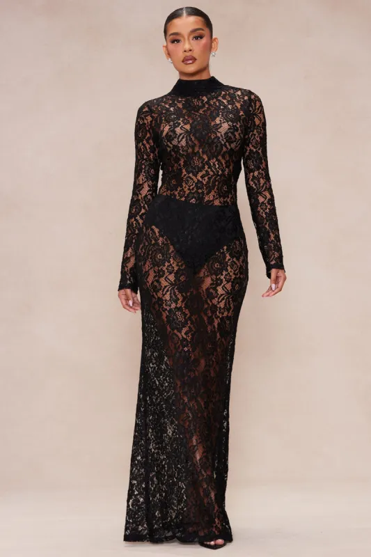 Valentina Lace Maxi Dress - Black sold by Fashion Nova