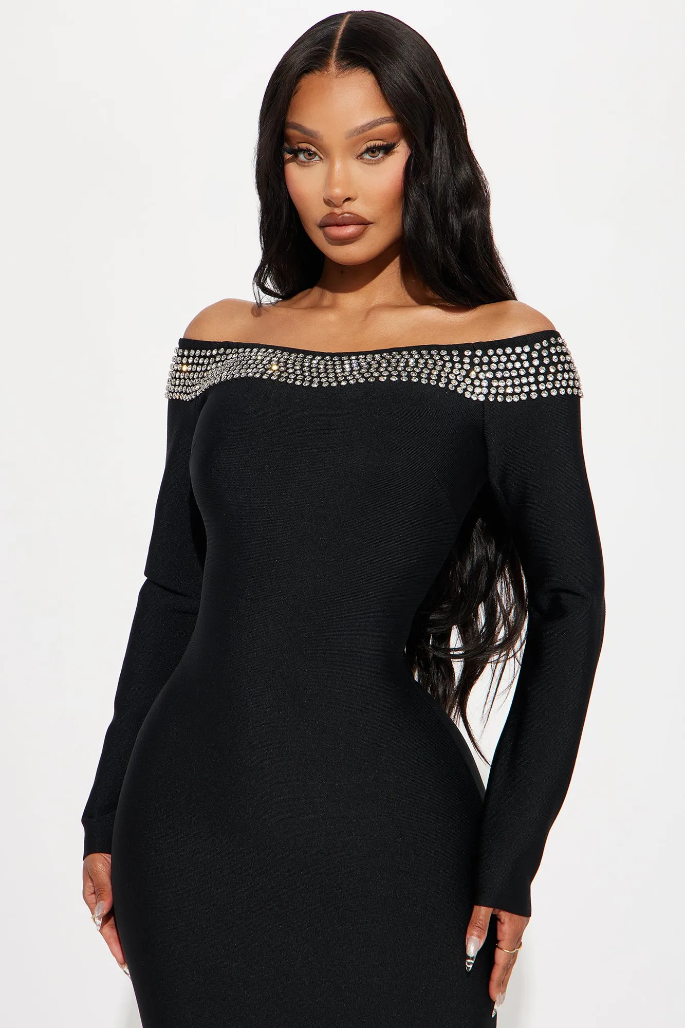 Droppin' Jewels Bandage Midi Dress - Black sold by Fashion Nova product image thumbnail 2