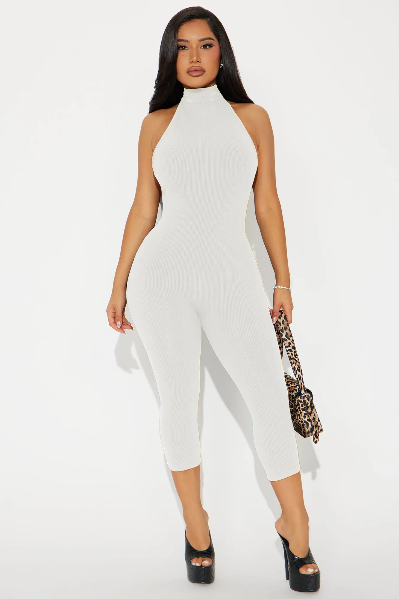 Cassandra Snatched Capri Jumpsuit - Off White sold by Fashion Nova