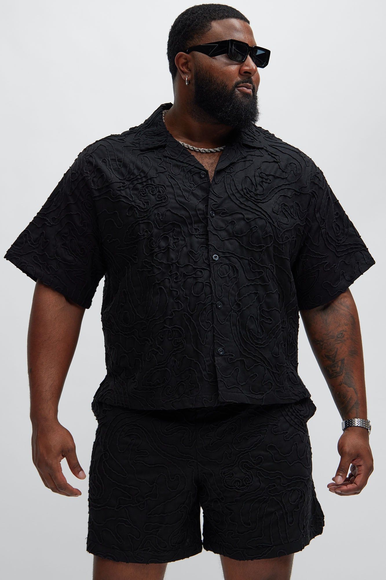 Swirl Jacquard Linen Shirt - Black sold by Fashion Nova product image thumbnail 5