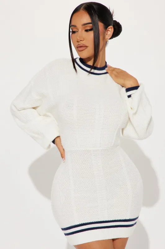 Elle Sweater Mini Dress - Cream/combo sold by Fashion Nova