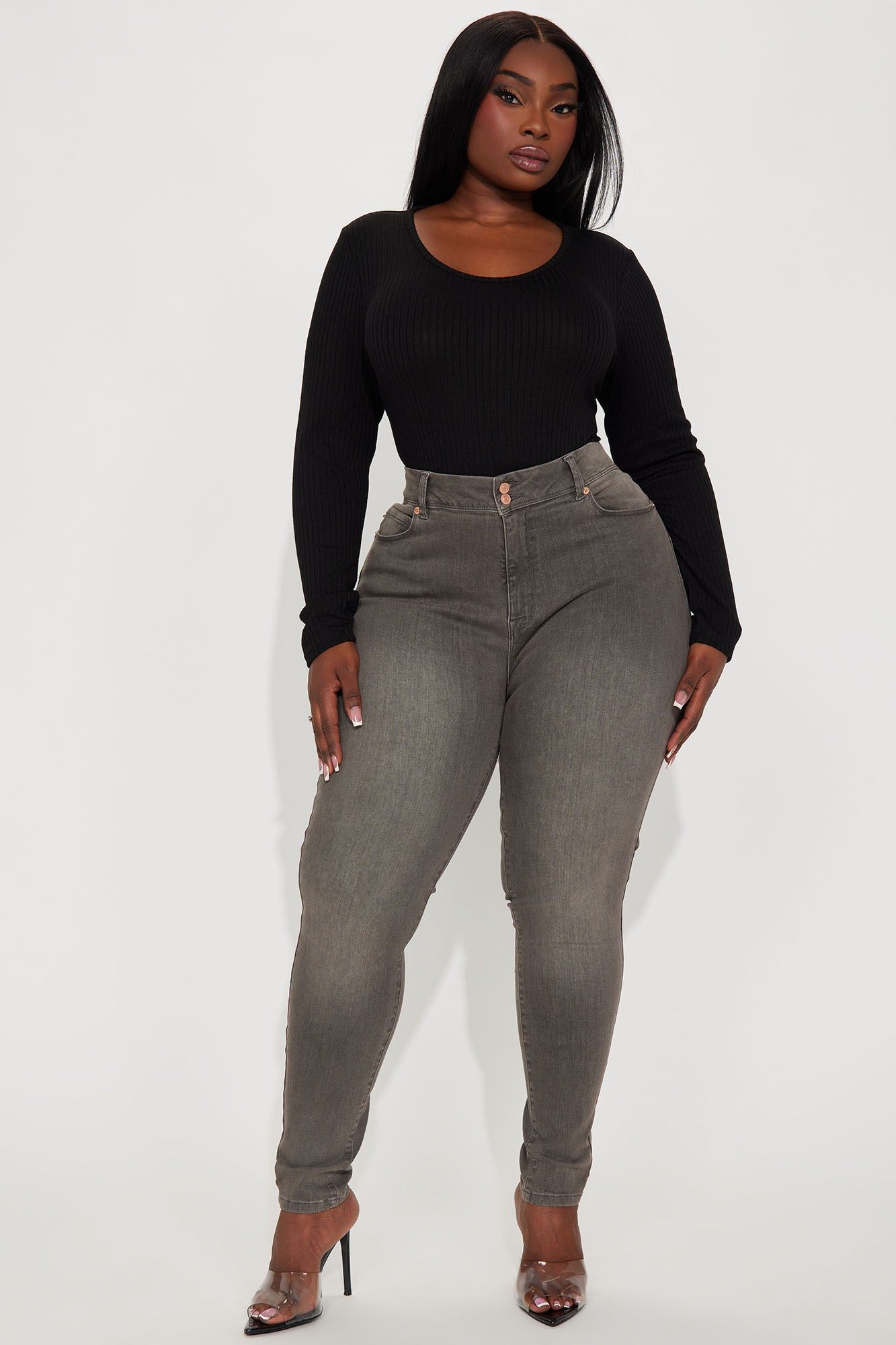 Double Take Booty Lifting Stretch Skinny Jeans - Grey sold by Fashion Nova product image thumbnail 5