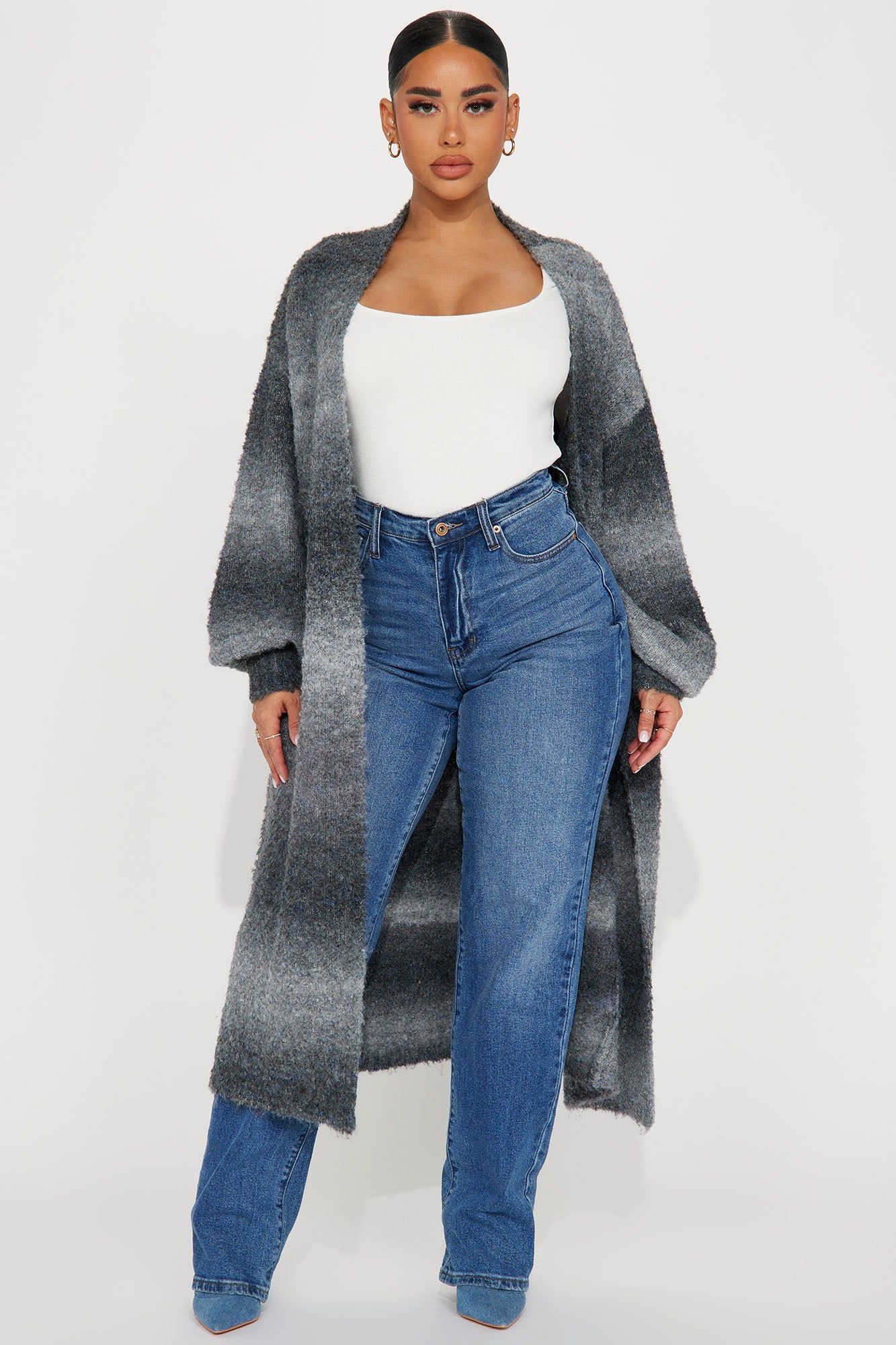 Mood Ring Open Front Cardigan - Grey/combo sold by Fashion Nova