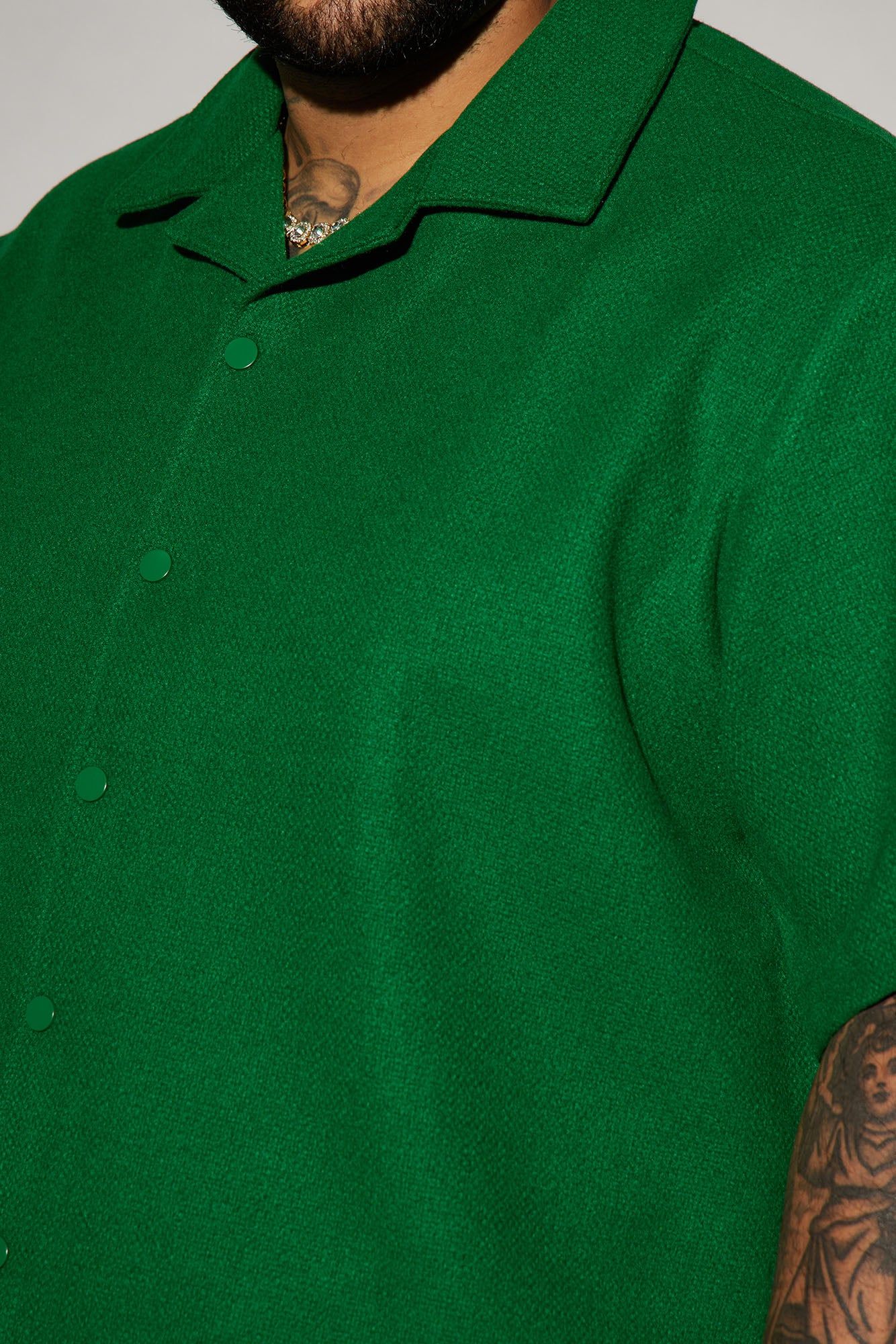 Wilder Textured Weave Cropped Button Up Shirt - Green sold by Fashion Nova product image thumbnail 6