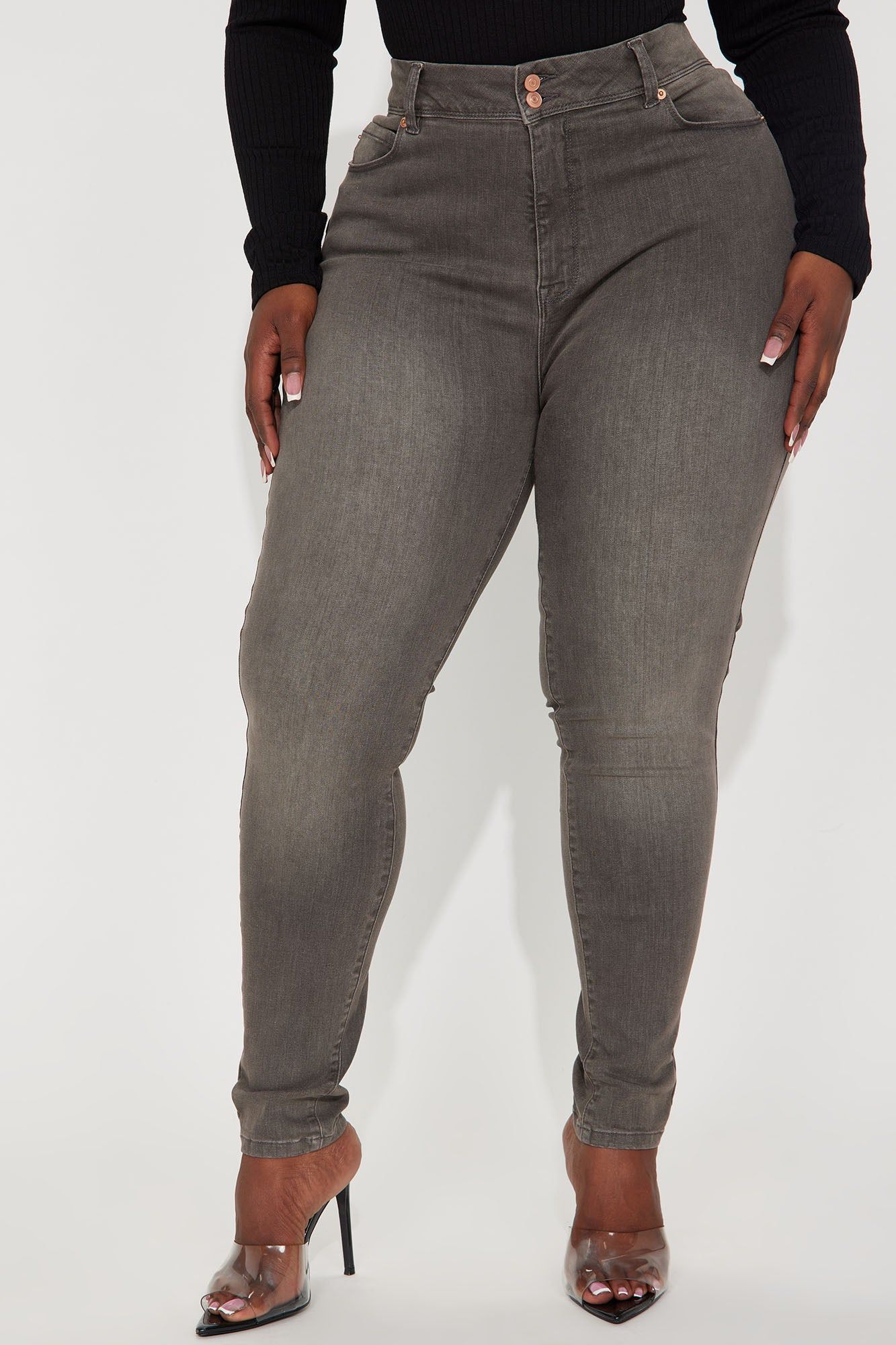 Double Take Booty Lifting Stretch Skinny Jeans - Grey sold by Fashion Nova product image thumbnail 6