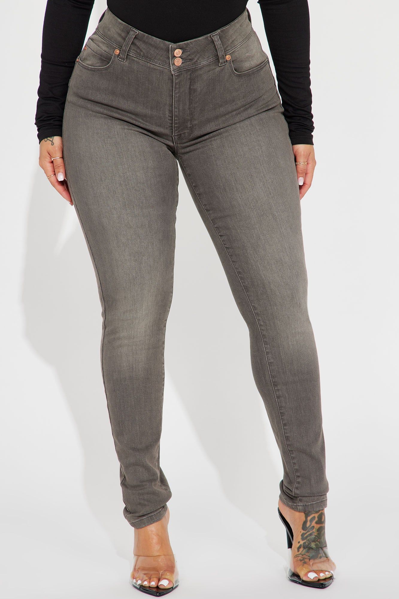 Double Take Booty Lifting Stretch Skinny Jeans - Grey sold by Fashion Nova product image thumbnail 2