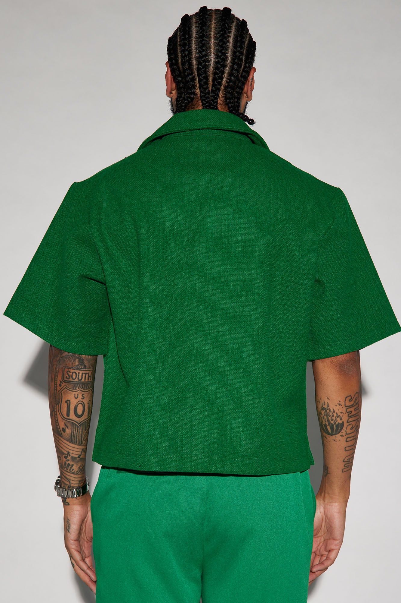 Wilder Textured Weave Cropped Button Up Shirt - Green sold by Fashion Nova product image thumbnail 4
