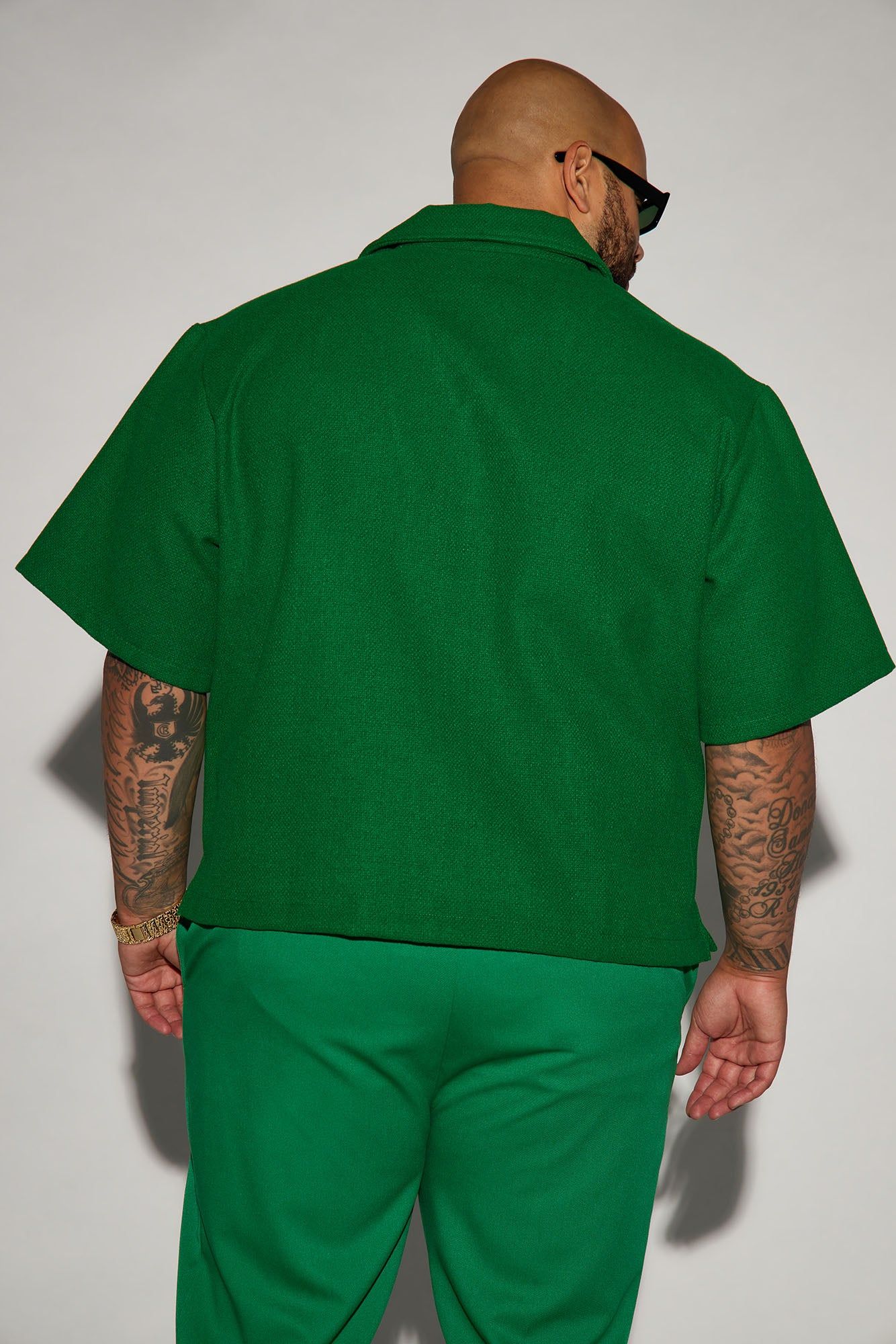 Wilder Textured Weave Cropped Button Up Shirt - Green sold by Fashion Nova product image thumbnail 7