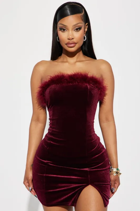Morgan Velvet Mini Dress - Plum sold by Fashion Nova