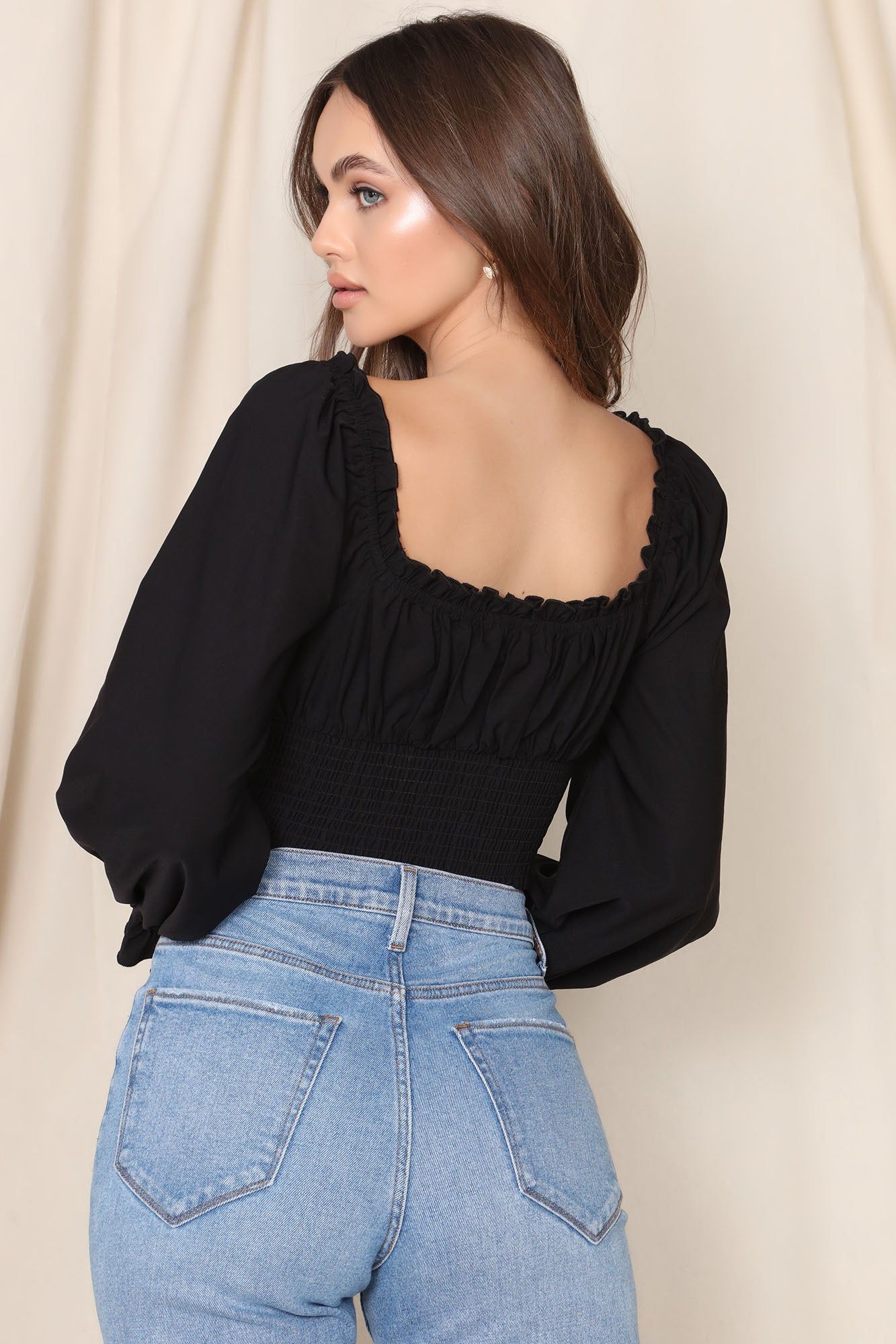 Katya Poplin Cropped Long Sleeve - Black sold by Fashion Nova product image thumbnail 3