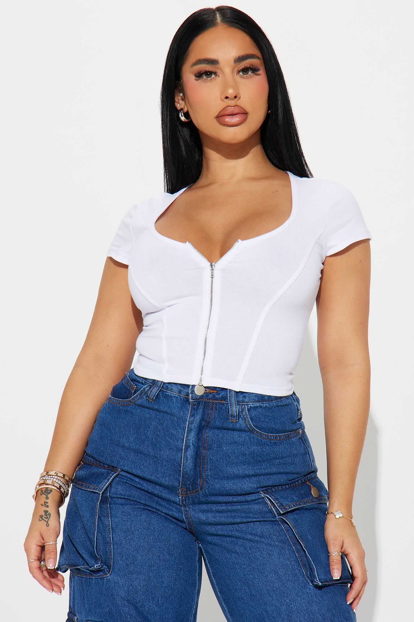 Harper Scoop Neck Top - White sold by Fashion Nova