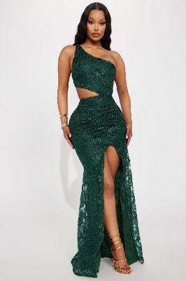Brinley Lace Gown - Hunter sold by Fashion Nova