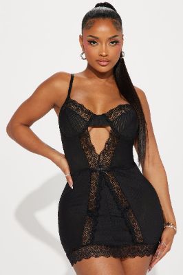 Hot And Unbothered Chemise - Black sold by Fashion Nova