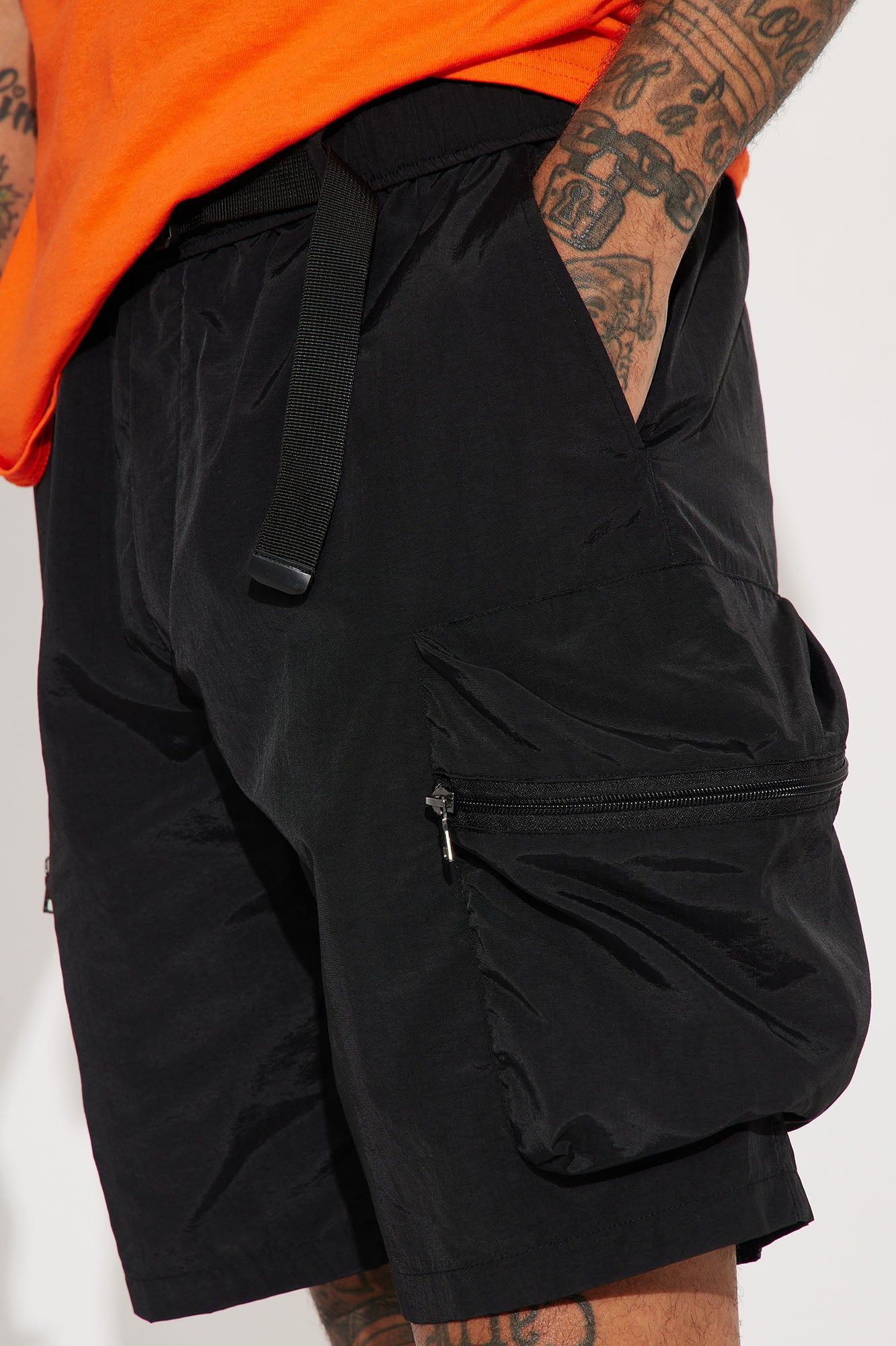 Buckle Up Nylon Cargo Shorts - Black sold by Fashion Nova product image thumbnail 4