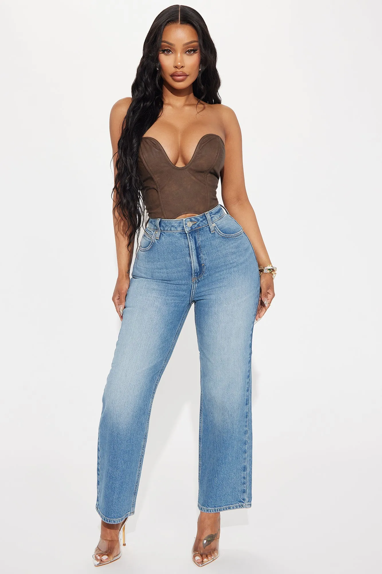 Stuck In Your Head Cropped Straight Leg Jeans - Light Wash sold by Fashion Nova