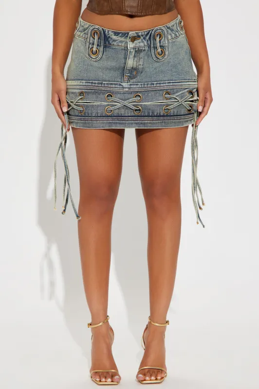 Jaded Lover Tinted Denim Micro Mini Skirt - Vintage Wash sold by Fashion Nova