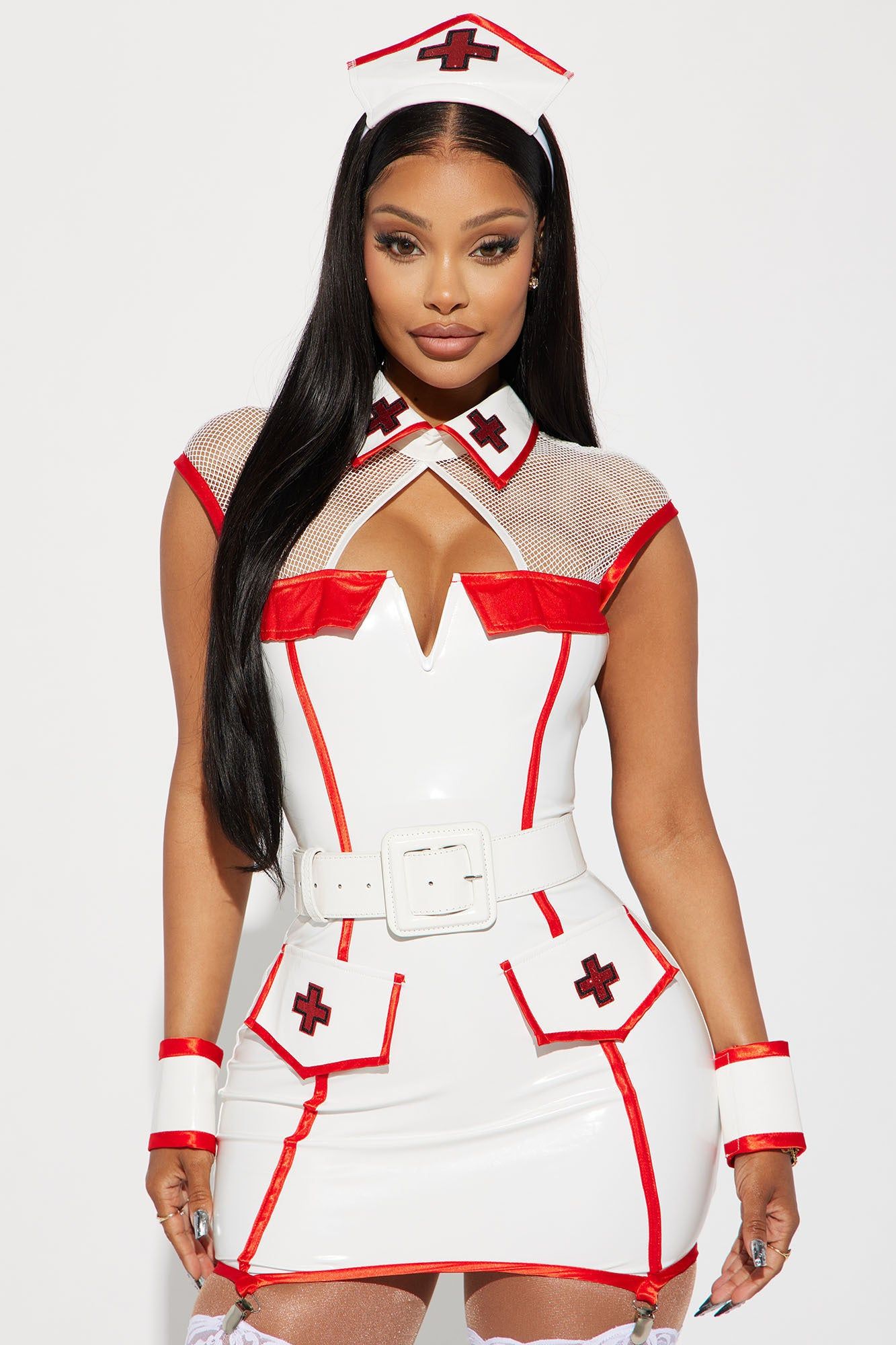 Head Nurse 4 Piece Costume Set - White/combo sold by Fashion Nova product image thumbnail 2