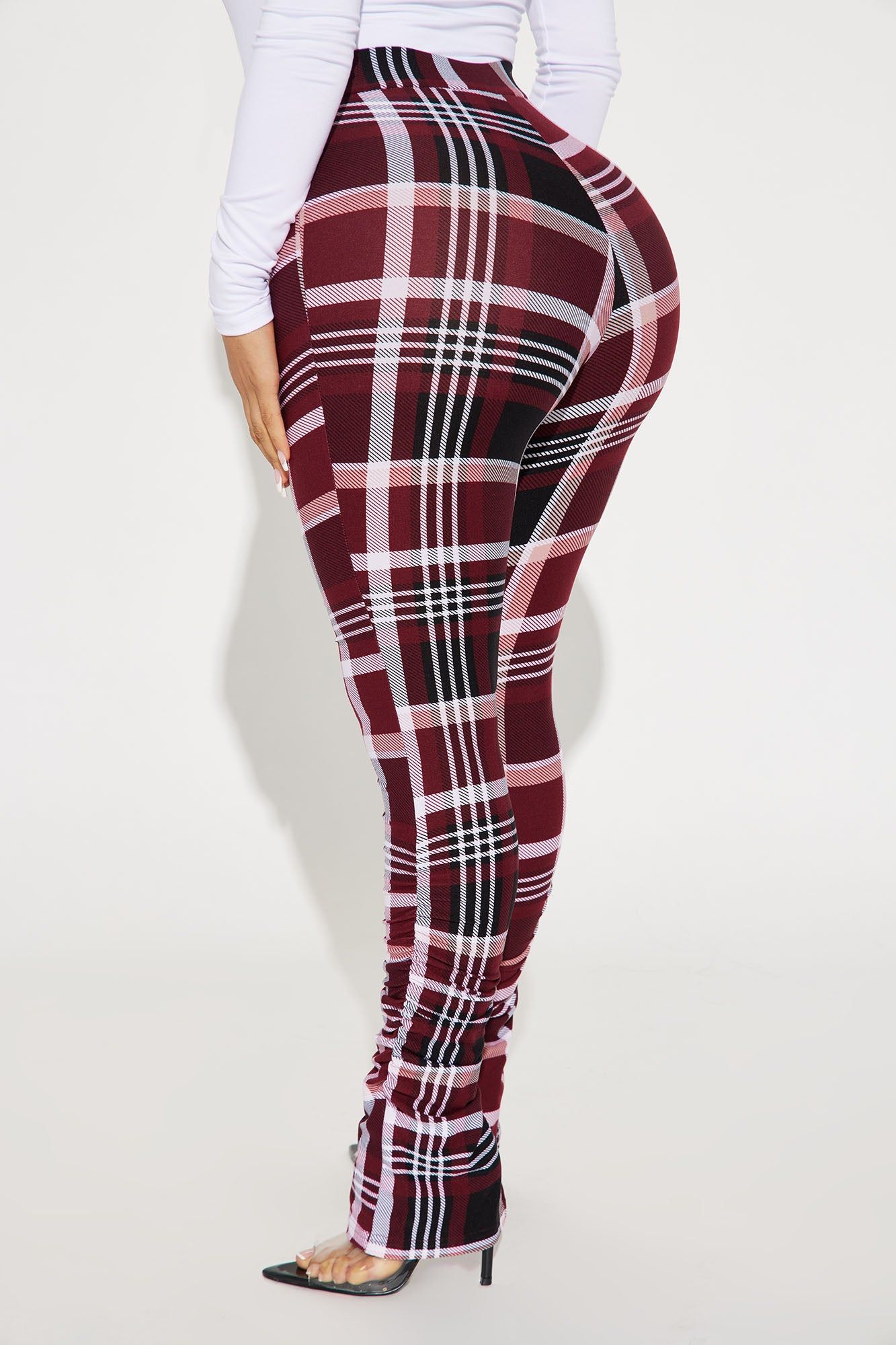 Got It Stacked Pant - Burgundy/combo sold by Fashion Nova product image thumbnail 4