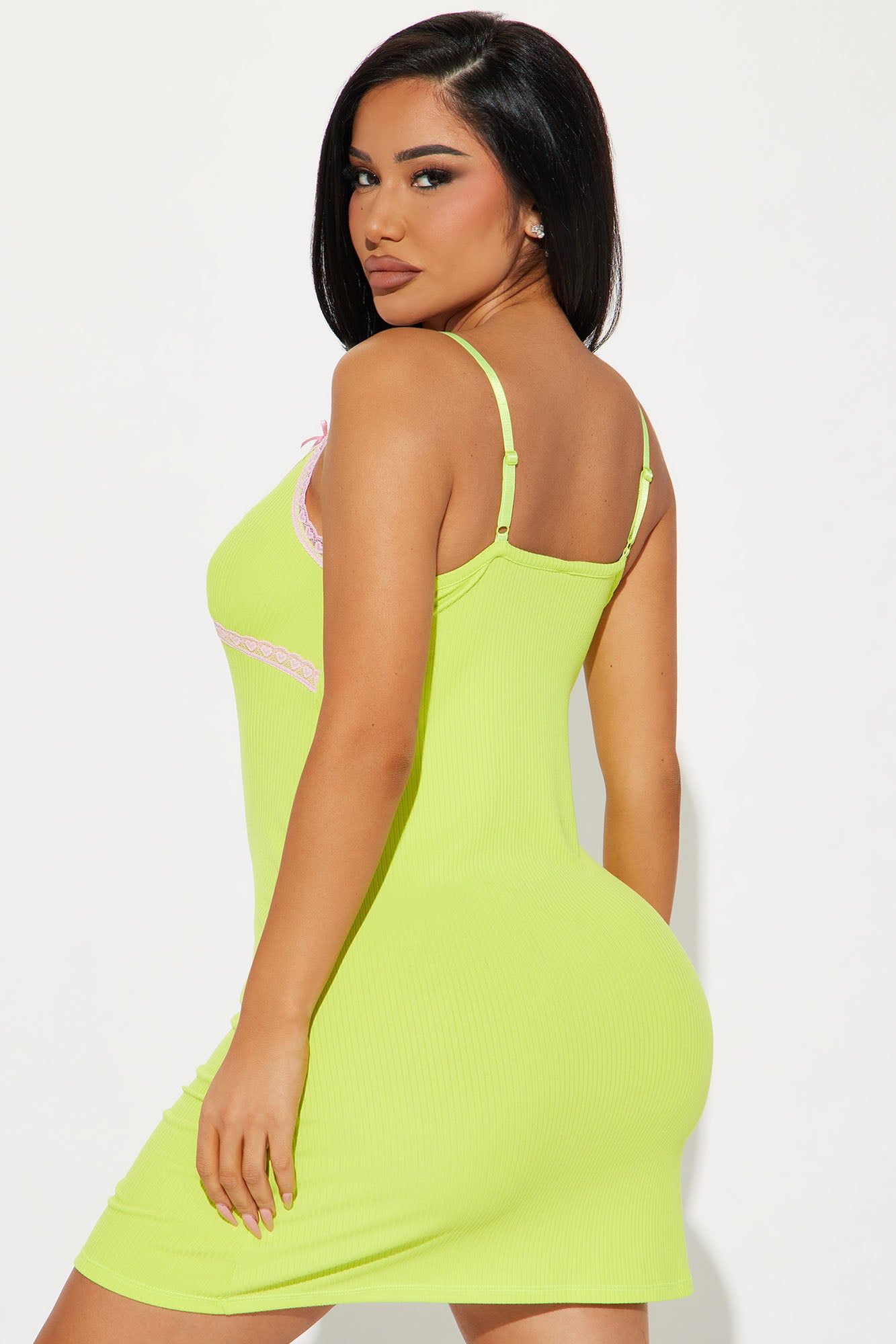 Staying In Bed PJ Cami Sleep Dress - Lime sold by Fashion Nova product image thumbnail 3