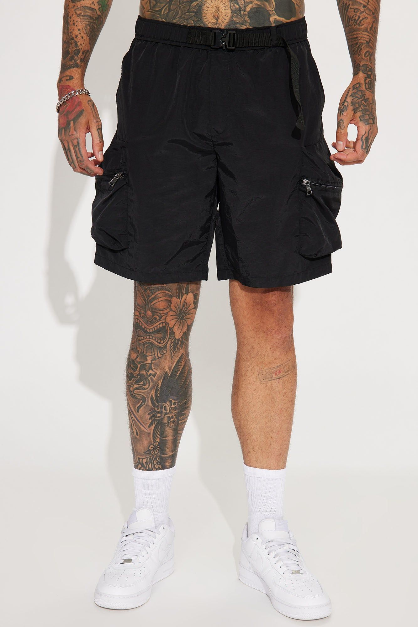 Buckle Up Nylon Cargo Shorts - Black sold by Fashion Nova product image thumbnail 5