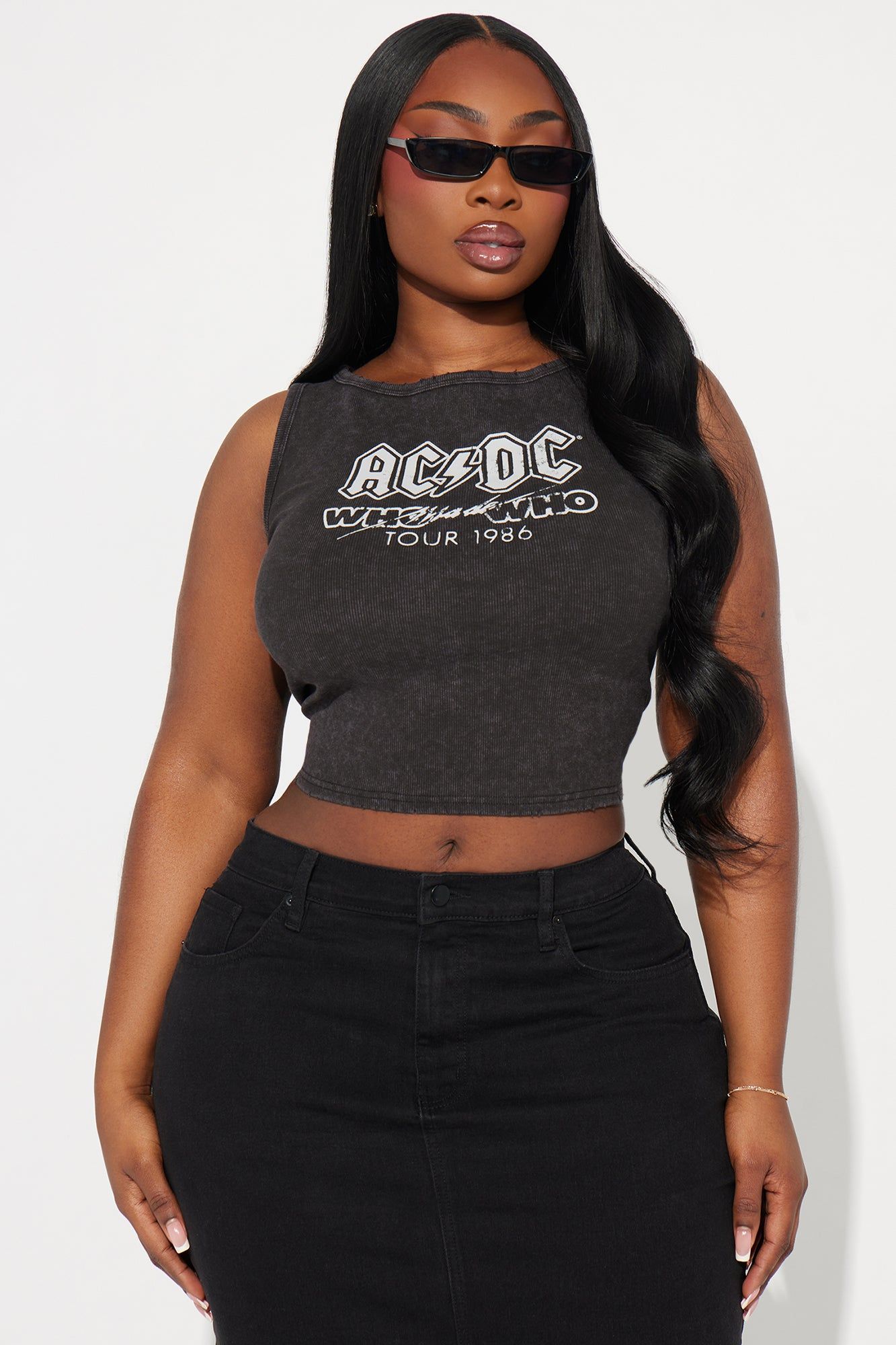ACDC Washed and Distressed Tank Top - Black Wash sold by Fashion Nova product image thumbnail 5