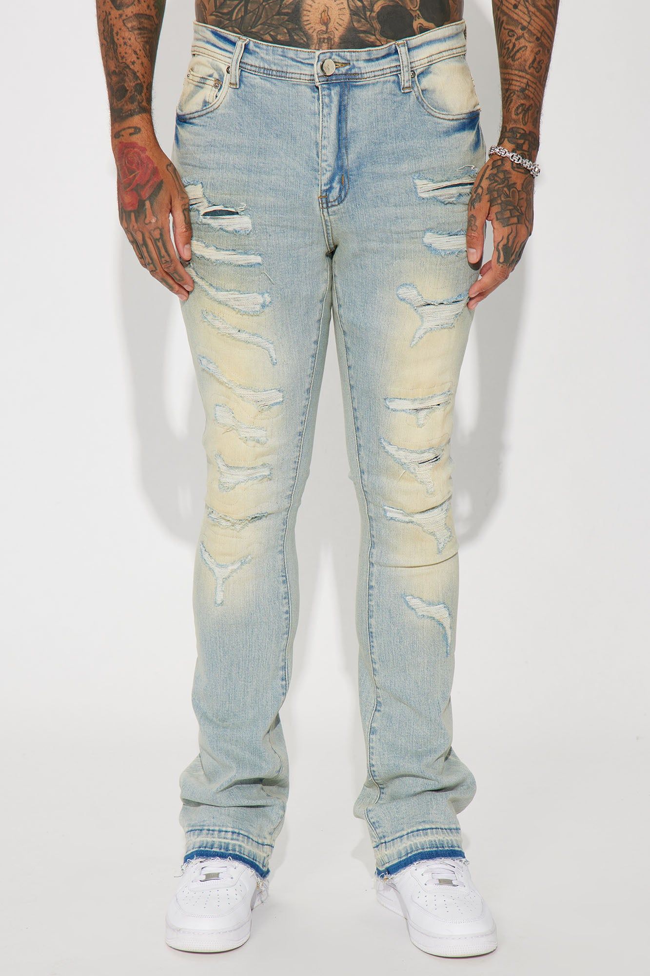 Keep It Going Stacked Skinny Flare Jeans - Light Wash sold by Fashion Nova product image thumbnail 5