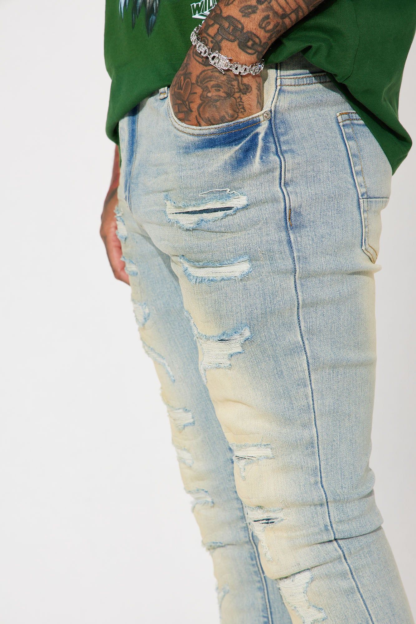 Keep It Going Stacked Skinny Flare Jeans - Light Wash sold by Fashion Nova product image thumbnail 4