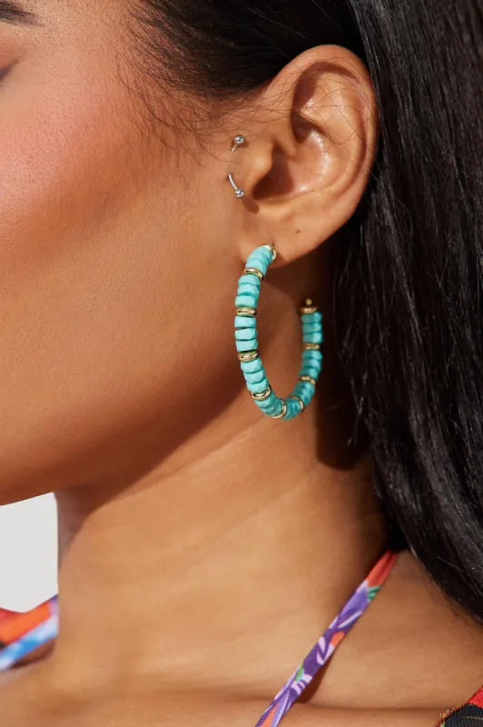 Beachy Days Earrings - Turquoise sold by Fashion Nova
