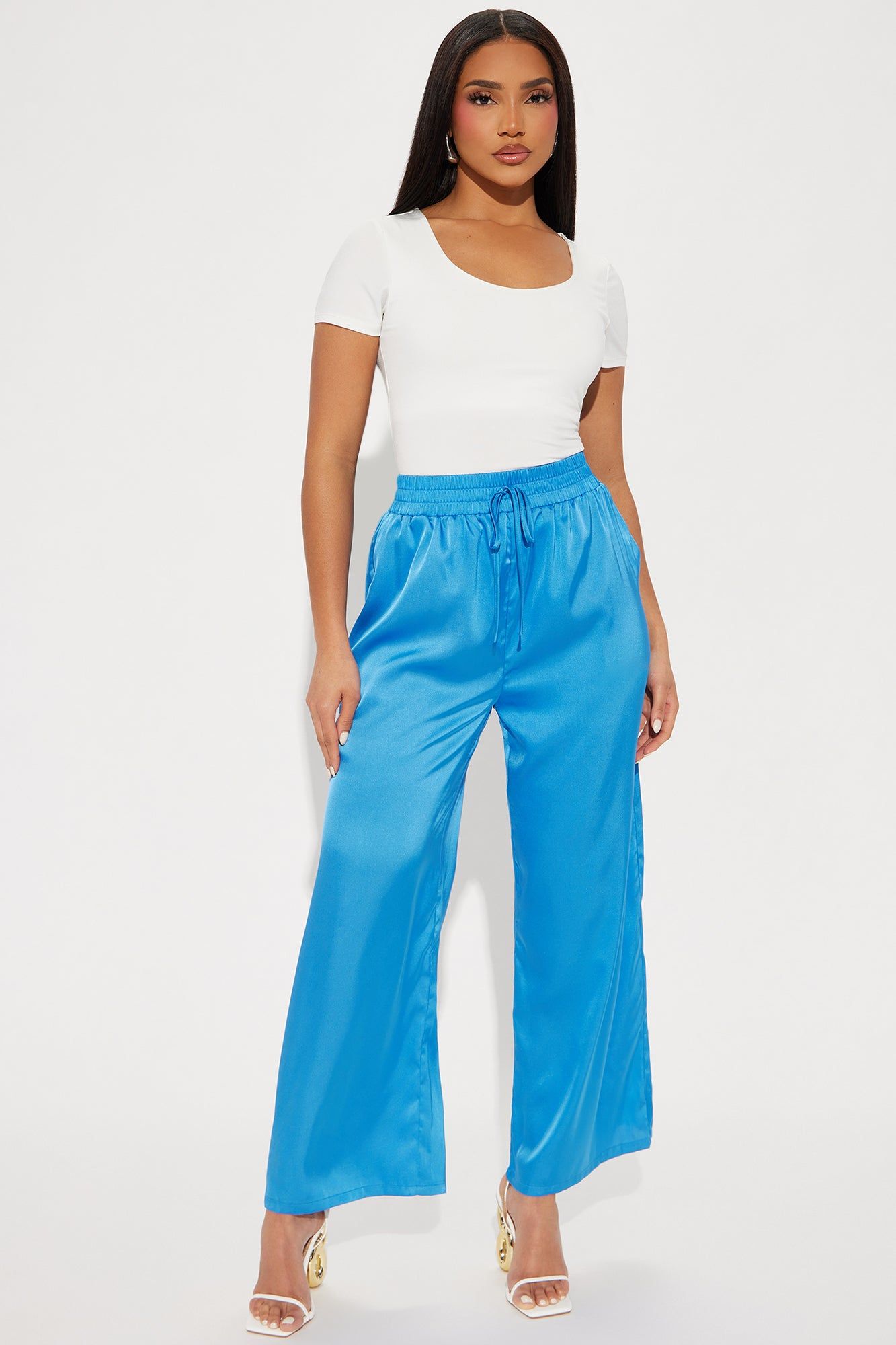 Stacy Satin Wide Leg Pant - Royal sold by Fashion Nova