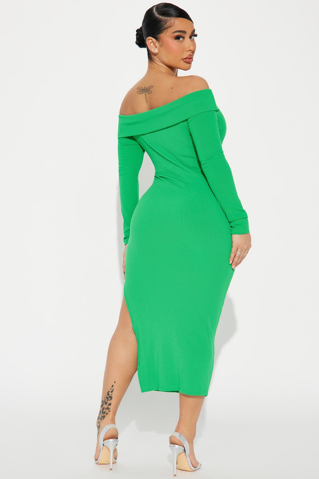 Stephie Off Shoulder Midi Dress - Green sold by Fashion Nova product image thumbnail 3