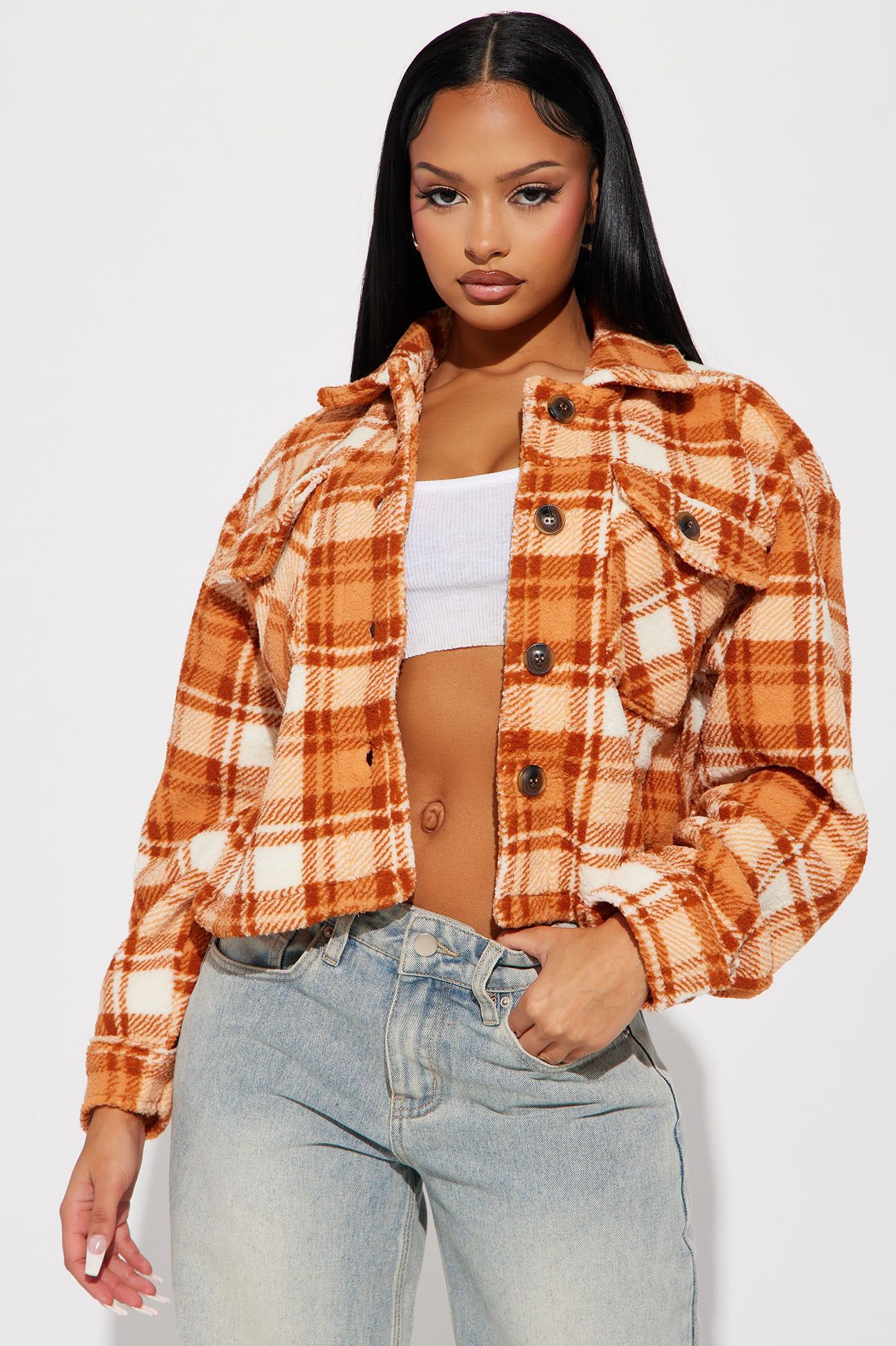 Put The Time In Shacket - Orange sold by Fashion Nova