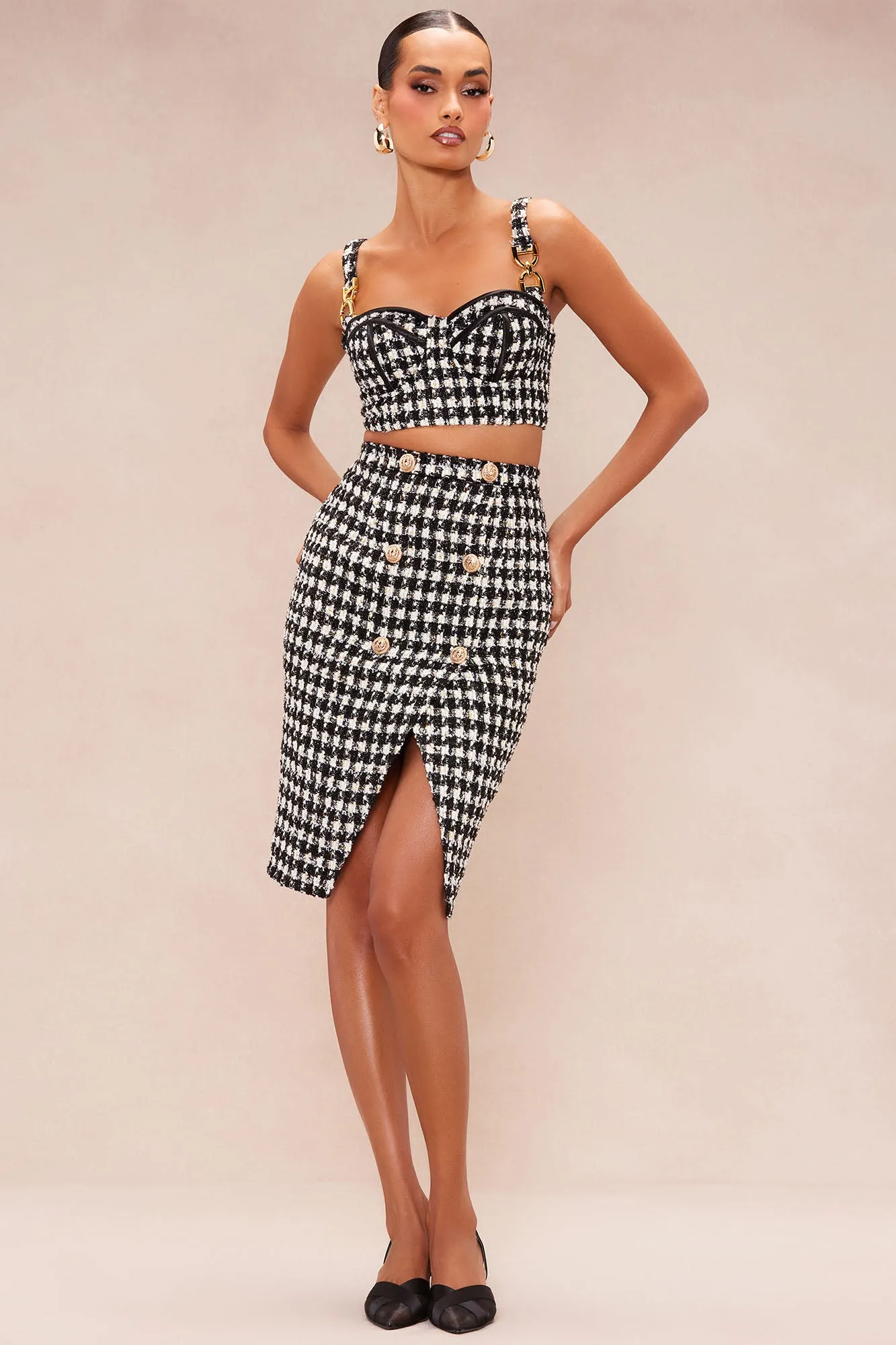 Rosalina Tweed Skirt Set - Black/White sold by Fashion Nova product image thumbnail 3