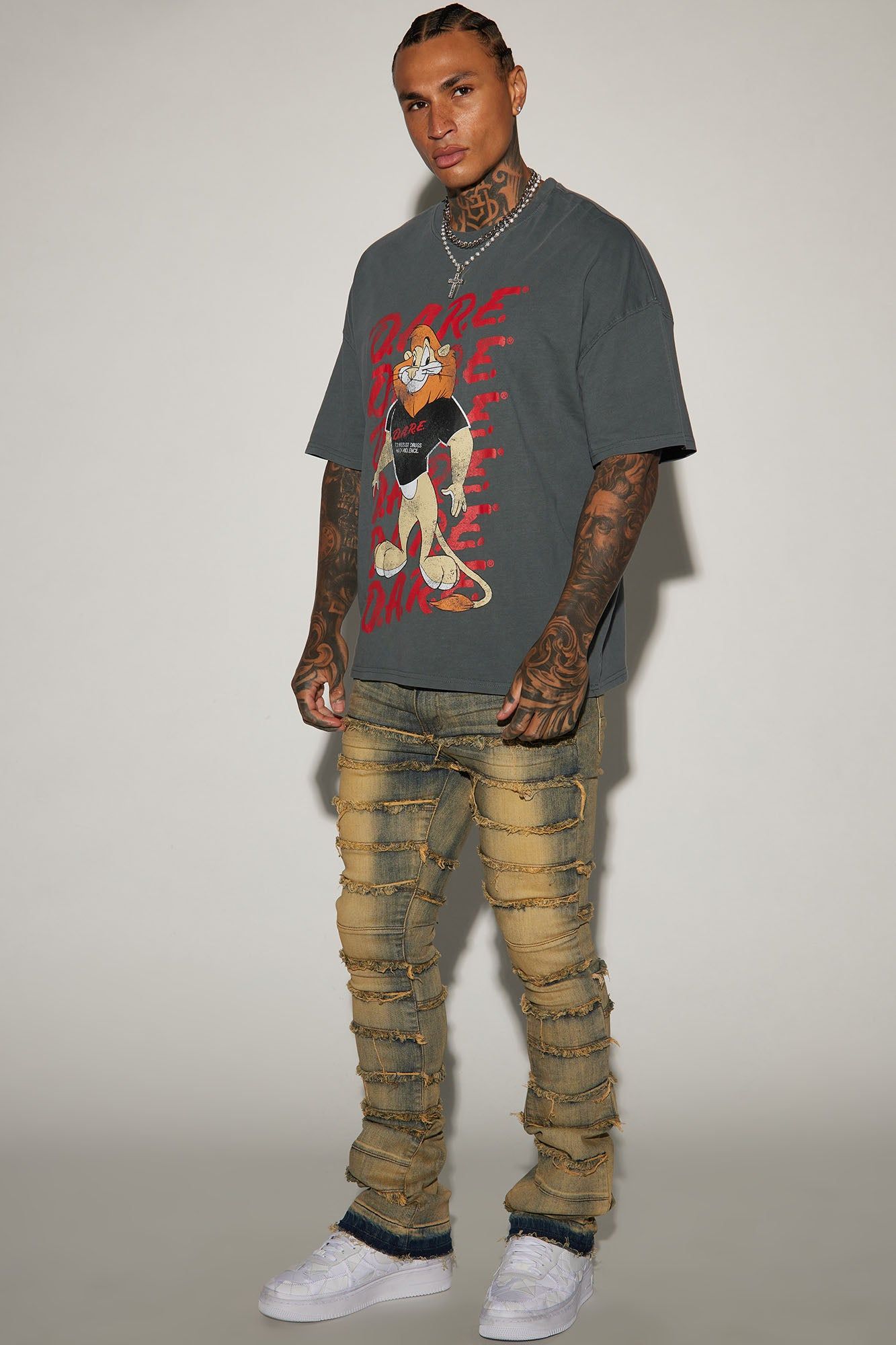 Don't Come At Me Fray Stacked Skinny Flare Jeans - Vintage Wash sold by Fashion Nova product image thumbnail 2