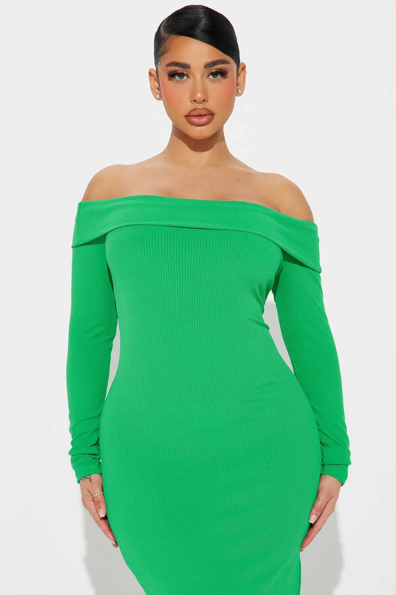 Stephie Off Shoulder Midi Dress - Green sold by Fashion Nova product image thumbnail 2
