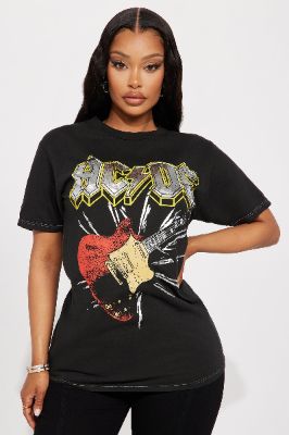 ACDC Rocker Tee - Black Wash sold by Fashion Nova