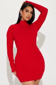 Iris Snatched Mini Dress - Red sold by Fashion Nova