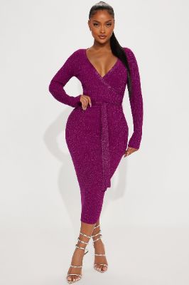 Klarissa Sweater Midi Dress - Magenta sold by Fashion Nova