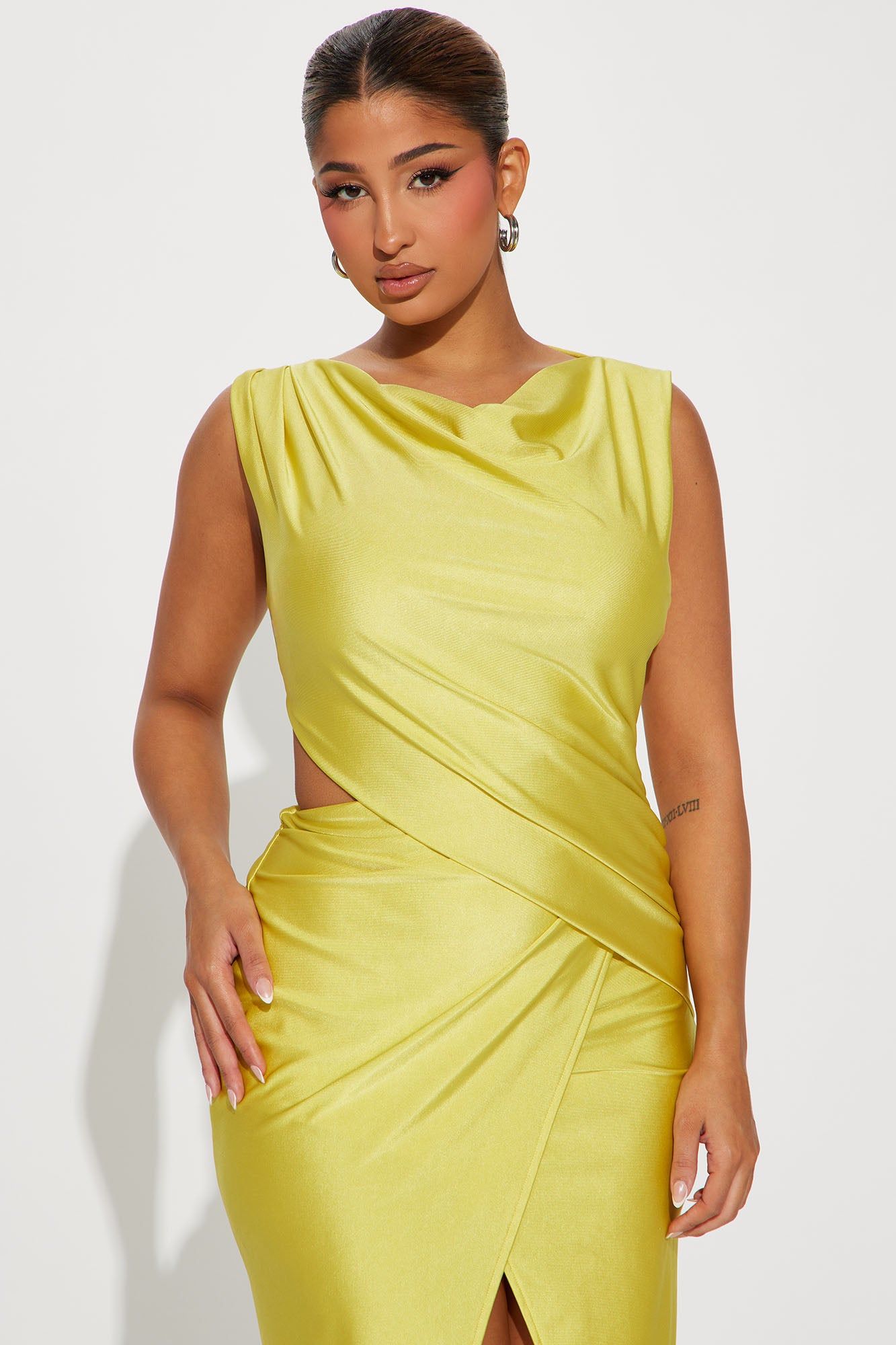 Jocelyn Draped Midi Dress - Yellow sold by Fashion Nova product image thumbnail 2
