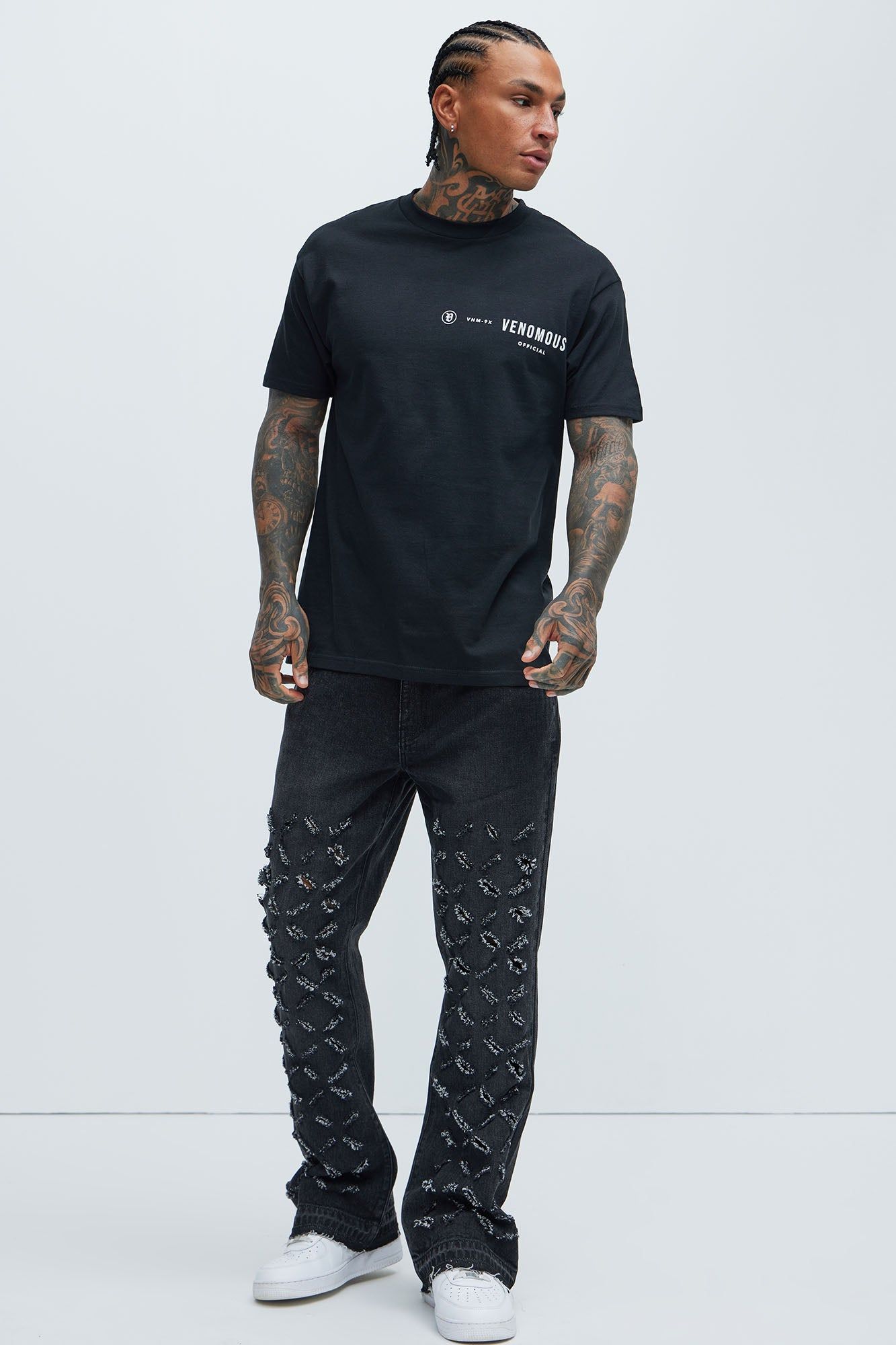 Harold Stacked Slim Flare Jeans - Black Wash sold by Fashion Nova product image thumbnail 3