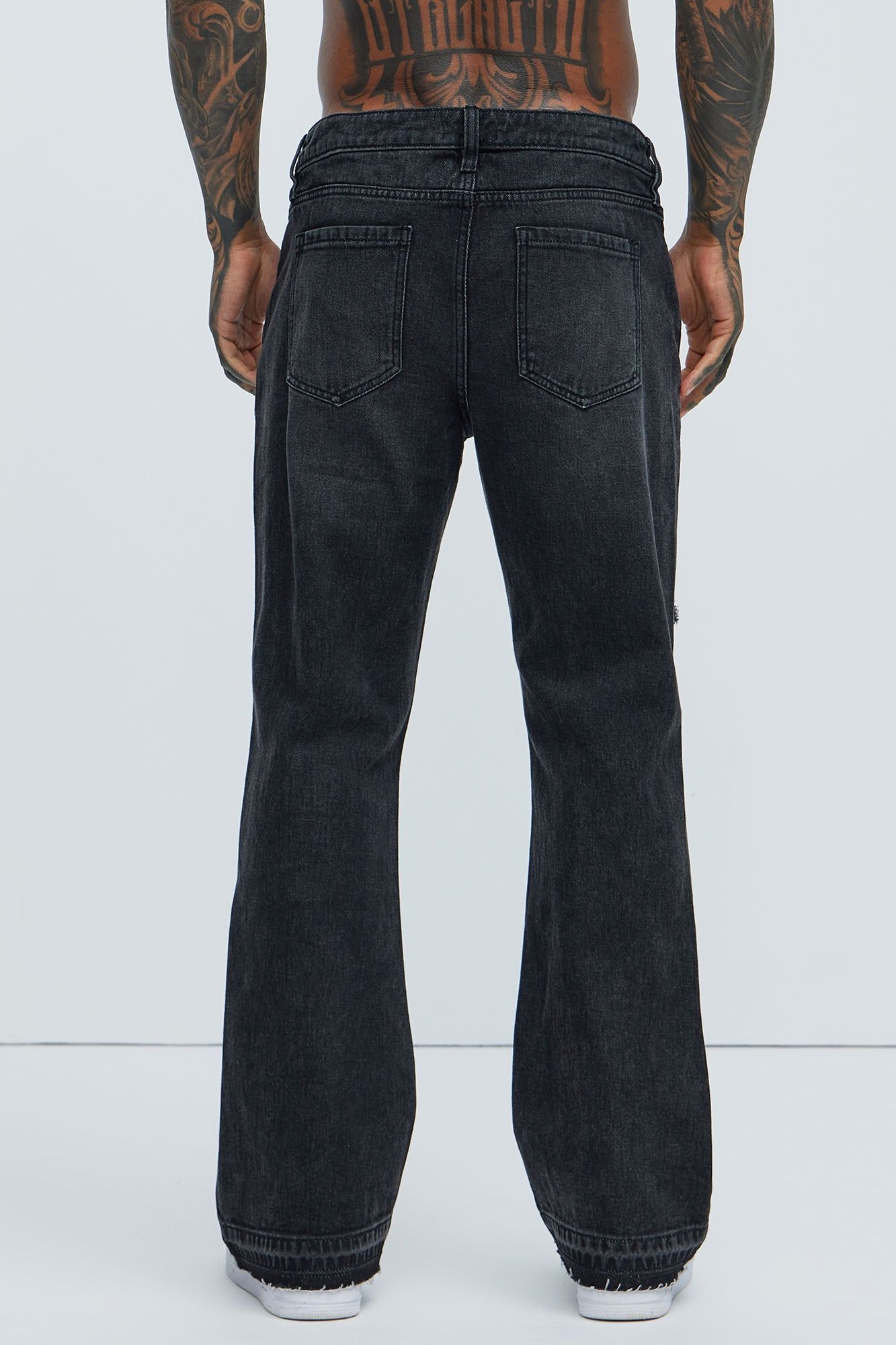 Harold Stacked Slim Flare Jeans - Black Wash sold by Fashion Nova product image thumbnail 5