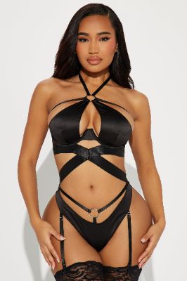 Bad For You Elastic Strappy 2 Piece Set - Black sold by Fashion Nova