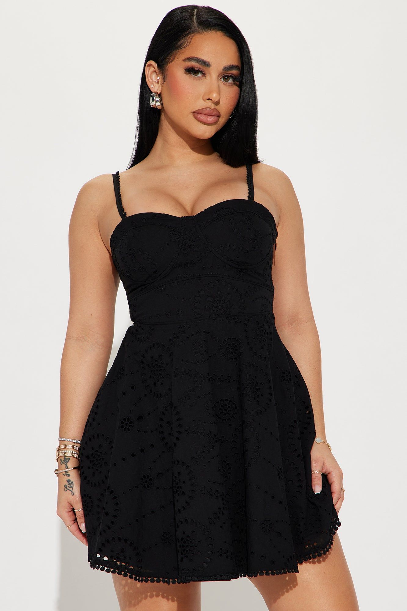 Everly Eyelet Mini Dress - Black sold by Fashion Nova product image thumbnail 2